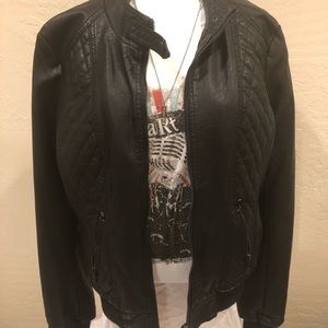 Desoto Faux “Vegan” Leather Bomber Jacket, L, NWOT